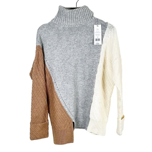 French Connection Viola Knits High Neck Jumper Color Block Sweater XS NWT $168 - Picture 6 of 10